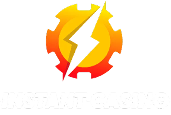 Instant Casino Logo Instant Casino con ingranaggio giallo-rosso e fulmine nero